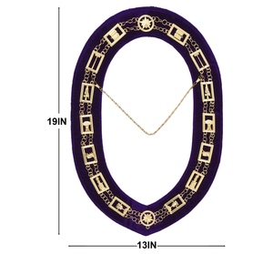 Collar de Cadena Ceremonial OES de Terciopelo Morado con Acabado Dorado, Accesorio de Regalia del Capítulo Masónico de la Estrella del Este - Product Image 3