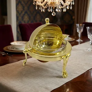 Gold Caviar Eco-Friendly Durable Handmade Brass <b>Server</b> Bowl Dome Cover Serving Dish for Banquet <b>Buffet</b> Home Use - Product Image 1
