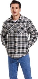 Unisex Casual Plaid Zipper-Up Sherpa Lined Canvas Cotton Flannel Shirt Jacket Single Breasted Winter Streetwear <b>Coat</b> with Pocket - Product Image 1
