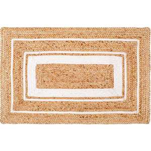 Alfombra Rectangular de Yute de Diseño Moderno, Material de Yute/Algodón, Apta para Mascotas, Reversible, Pelo Plano, Color Natural para Sala de Estar - Product Image 4