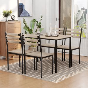 Set da Pranzo Moderno Classico 5 Pezzi, Tavolo e Sedie in Legno Grigio per Spazi Piccoli, Elegante Arredamento per Sala da Pranzo - Product Image 2