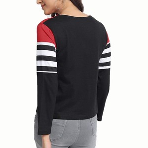 Camiseta de Punto de Manga Larga con Cuello Redondo para Mujer, Diseño de Bloques de Color y Rayas, Corte Regular Informal, Transpirable, para Todas las Temporadas, en Tendencia - Product Image 2