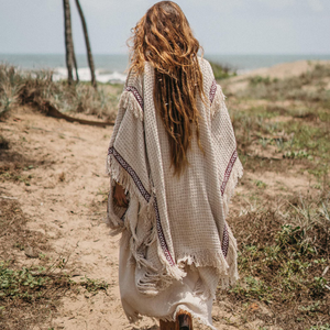 เสื้อคลุมโบโฮสำหรับผู้หญิง เสื้อผ้าสำหรับงานเทศกาลดนตรีในทะเลทราย เสื้อคลุมฮิปปี้ เสื้อคลุมกิโมโนโบฮีเมียน เสื้อคลุมสีขาวสไตล์โบโฮ - Product Image 2