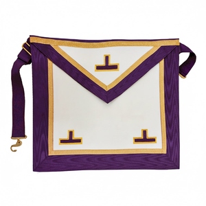 ผ้ากันเปื้อนสีม่วง Worshipful Past Master ขนาด 39x33 ซม. - ผ้าหนังเทียมพรีเมียม Memphis-Misraim ปักด้วยเครื่องจักร สีน้ำเงิน - Product Image 5