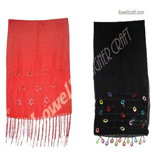 Luxury GEORGETTE BEADED SCARF Elegant Women’s Lightweight Embellished Georgette Shawl Fashion Party <b>Wrap</b> Evening Hijab Stylish - Product Image 4
