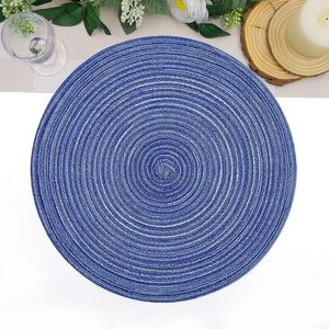 Set di 6 tovagliette rotonde intrecciate blu e bianche da 15 pollici per tavolo da cucina, lavabili, per casa, matrimoni e feste - Product Image 3