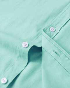 Chemise décontractée pour homme en lin et coton satiné tricoté respirant, anti-plis, à col rabattu, manches longues, boutonnage simple, couleur unie, idéale pour l'été - Product Image 6