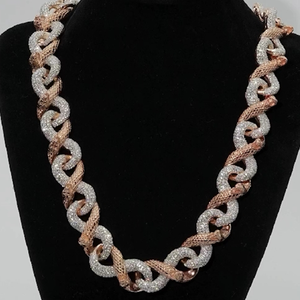 Collier chaîne de luxe bicolore à maillons Infinity en Moissanite et Diamant VVS, Bijoux Hip Hop pour Hommes et Unisexe, Accessoire de Présence Haut de Gamme - Product Image 3