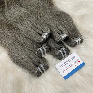 Tissage de cheveux gris super double drawn, 100% cheveux humains vietnamiens, pointes épaisses, fournisseur de premier plan - Product Image 3