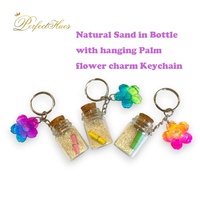 Porte-clés en sable naturel en bouteille avec motif animalier imprimé UV, breloque fleur durable, idées de cadeaux adorables pour invités de mariage