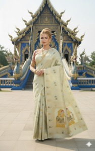 ชุดส่าหรีผ้าไหมพรีเมียมพร้อมสวมใส่ พร้อมเสื้อคลุม ยาวคลุมเท้า ไม่ยับ แห้งเร็ว เสื้อผ้าแบบดั้งเดิมของอินเดีย/ปากีสถาน - Product Image 5