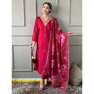 Hermoso conjunto de ropa de fiesta XL, parte superior inferior y Dupatta con aspecto elegante - Product Image 3