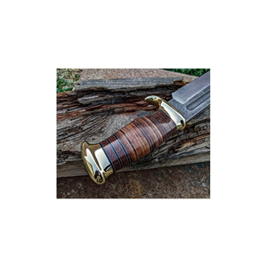 Couteau Bowie artisanal en acier D2 avec manche en cuir, garde en laiton et étui en cuir fin, lame pleine longueur, pour la chasse et le camping en extérieur - Product Image 4