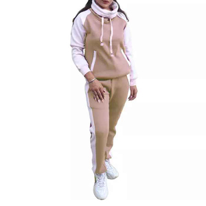 Women's Purple <b>White</b> Color Blocked Sporty <b>2</b> <b>Piece</b> Knitted Tracksuit Full Sleeve Hooded Regular Fit All Seasons - Product Image 4