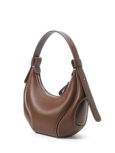 Sac à bandoulière croissant vintage minimaliste en cuir véritable marron pour femme avec fermeture éclair et poignée unique, style hobo, à porter sous le bras, tendance - Product Image 3
