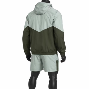 Ensemble short et coupe-vent à capuche pour homme, color block, séchage rapide, tenue athlétique deux pièces pour l'été - Product Image 6