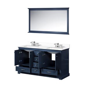 Navy Blue 60 In. W X 22 In. D Double Bath <b>Vanity</b> with White Quartz Top and Faucet Set 58 In. <b>Mirror</b> Bathroom <b>Vanities</b> - Product Image 5