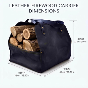 Sac de transport pour bois de chauffage en cuir véritable personnalisé, robuste, portable, sac de rangement rustique pour bûches de cheminée, LLR-0116 - Product Image 3