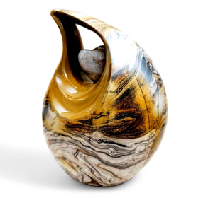 Urnas de Cremación para Adultos AHO, Acabado Antiguo Colorido, Forma de Lágrima y Corazón, para Cenizas Funerarias, Metal, Latón/Aluminio, 200 Pulgadas Cúbicas, Ecológicas - Product Image 4