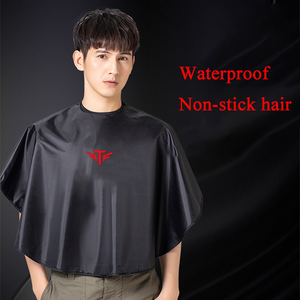 Cape de coiffure noire imperméable personnalisable avec logo, ajustable, pour salon et usage domestique, coloration et coupe de cheveux - Product Image 2