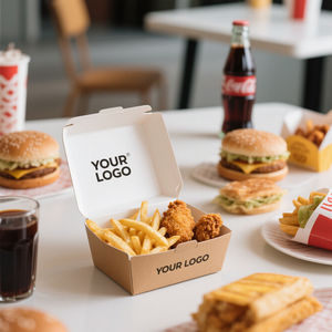 Emballage alimentaire jetable biodégradable et écologique personnalisé, emballage en papier pour frites, poulet, restauration rapide - Product Image 4