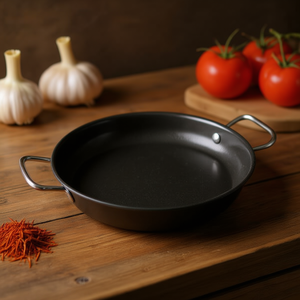 Poêle à paella en fonte de 26 cm avec poignée en acier inoxydable, revêtement émaillé, ustensiles de cuisine - Product Image 2