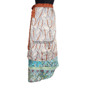 Faldas Cruzadas de Seda Vintage de Doble Capa para Mujer, Falda Cruzada Larga de Seda Sari Vintage, Falda Cruzada Reversible de 2 Capas, Mágica, 38 Pulgadas - Product Image 2