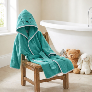 Peignoir pour enfants unisexe, mignon, doux, absorbant, léger, lavable en machine, 100% coton peigné, qualité supérieure, écologique, portable - Product Image 1