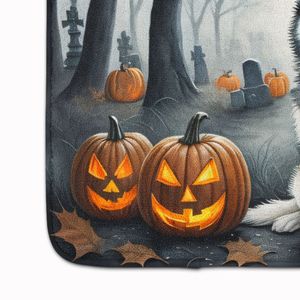 Alaskan Malamute Spooky Halloween Tapis de bain en mousse à mémoire de forme Lavable en machine Tapis de cuisine anti-fatigue Coussin de confort pour le bain - Product Image 4