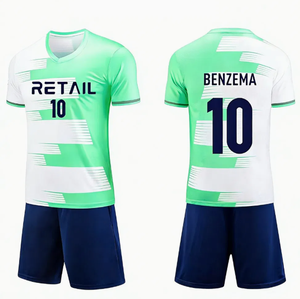 Conjunto de camiseta de fútbol sublimada con cuello en V para hombre, con estampado geométrico degradado, uniformes de manga corta que absorben la humedad para adultos - Product Image 4
