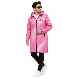 Veste de pluie imperméable à capuche longue rose personnalisée, coupe-vent, respirante, pour hommes et femmes, randonnée, pêche, camping, OEM - Product Image 2