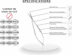 กรรไกรตัดหนังกำพร้าปลายแหลมคมพิเศษสำหรับตัดเล็บปลอม ขนตา คิ้ว และทำเล็บ - Product Image 6
