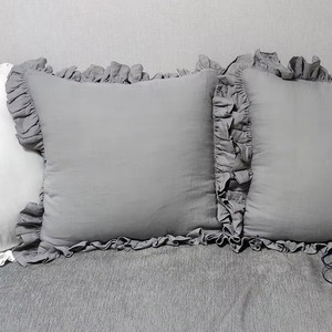 Square <b>Cushion</b> <b>Cover</b> with Ruffle Edge Solid Color Pillow Case for Home Decor Pillow Cases - Product Image 4