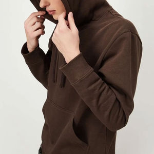 เสื้อฮู้ดดี้สีน้ำตาลสำหรับผู้ชาย แขนยาว มีกระเป๋าจิงโจ้ ผ้าคอตตอนผสม สวมใส่สบาย - Product Image 5