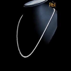 Collar de tenis con diamantes cultivados en laboratorio, corte brillante redondo, tipo Riviere graduado, en oro macizo de 9K, 14K, 18K, joyería fina - Product Image 2