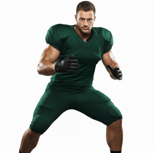 Tenue de football respirante de couleur vert foncé, ensemble d'uniformes de football américain avec protections sur les épaules et les cuisses, personnalisable - Product Image 2