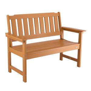 Banc de patio en plastique résistant aux intempéries, capacité de 800 lb, 50,5 pouces, avec larges accoudoirs et dossier, pour 2-3 personnes, banc d'extérieur - Product Image 1