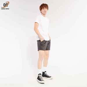 กางเกงขาสั้นลำลองผู้ชายแบบ OEM/ODM สั่งทำพิเศษ - ผ้าวอร์สเต็ดรักษ์โลก ลายเรียบ พิมพ์โลโก้ มีเชือกผูก ปิดได้ง่าย - Product Image 4