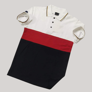 Men's Slim Fit Polo Shirt Custom Printed Color Blocked Polo Shirt Short Sleeve Knitted Casual Purple <b>Black</b> <b>White</b> <b>Stripe</b> Design - Product Image 4