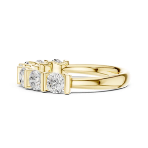 แหวนแต่งงานแบบครึ่งวงกลมทอง 14k ประดับเพชรทรงกลมเจียระไนแบบบริลเลียนท์ น้ำหนัก 1.50 กะรัต ความสะอาดระดับ VS1 สี F ได้รับการรับรองจาก IGI เพชรเพาะเลี้ยงในห้องปฏิบัติการ สำหรับผู้หญิง - Product Image 2