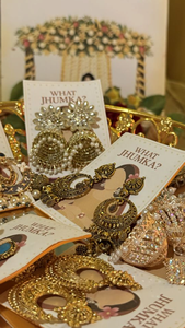 ต่างหูมินาคารีแบบอินเดียทำมือ งานแฮนด์เมดสไตล์ราชสถาน ของชำร่วยงานแต่งงาน เครื่องประดับสำหรับงานเมห์นดี ซานกีต ของขวัญเพื่อนเจ้าสาว ของชำร่วยงานปาร์ตี้ - Product Image 6