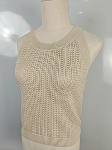 Gilet en laine tricoté à col rond et manches longues de haute qualité, unisexe, décontracté, écologique, respirant, personnalisable avec logo, idéal pour l'été - Product Image 4