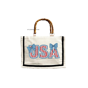 Bolsos de mano personalizados hechos a mano con cuentas para niñas y bebés – Mini bolsos personalizados del 4 de julio de EE. UU. con asas de bambú - Product Image 1