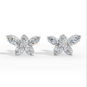 Exquisitos Pendientes de Plata de Ley 925 con Forma de Mariposa y Diamantes Cúbicos de Laboratorio con Corte Marquesa y Pera para Mujer - Product Image 1