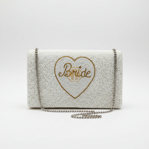 Pochette de soirée pour femme, motif géométrique perlé, avec chaîne, doublure en satin haut de gamme, sac de fête fait main, vente en gros, personnalisable - Product Image 2