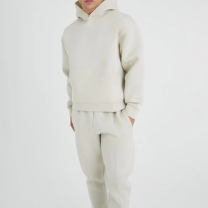 Conjunto de chándal con capucha para hombre, sudadera y pantalones de algodón de Color sólido, ropa deportiva informal para otoño, traje para correr, corte Regular, 2 piezas - Product Image 1