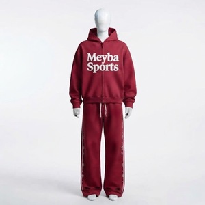 Men's Printed Solid 2 in 1 Hooded Tracksuit <b>Full</b> <b>Zip</b> <b>Hoodie</b> Jogger Pants Set Casual Athletic Sportswear Two Piece Outfit 100% - Product Image 4
