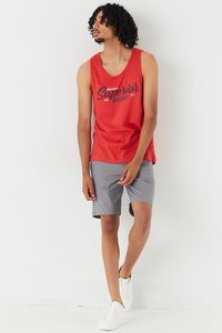 Camiseta sin Mangas Roja para Hombre, Cuello Redondo, Algodón, Informal, Transpirable, con Estampado Frontal, Gran Venta - Product Image 1