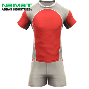 ไนมัต อาบาส อินดัสทรีส์ชุดเสื้อฟุตบอลผู้ชายสีแดงสีเทาแขนสั้นคอกลมชุดกีฬาดูดซับความชื้นทุกฤดูกาล - Product Image 1