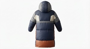 Veste longue matelassée pour homme, veste matelassée multicolores, veste à capuche coupe-vent en polyester, veste décontractée d'hiver avec fermeture éclair sur le devant, veste avec logo - Product Image 2